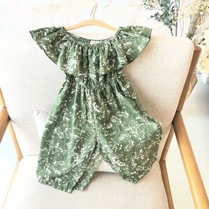 Floral Green Kids Romper